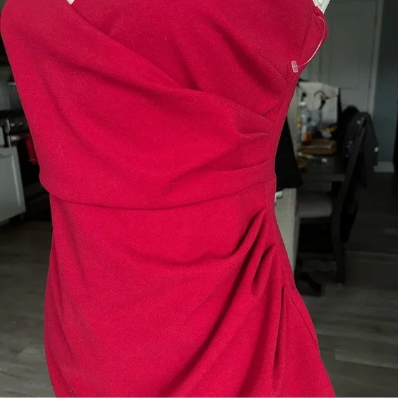 Windsor Faux Wrap Lace-Up Back Asymmetrical Dress | Size Large - Picture 4 of 11